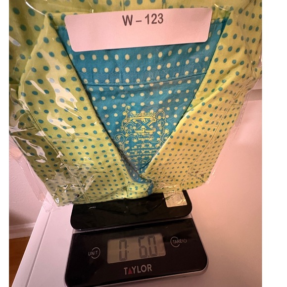 Twenty X  Women's Long Sleeve Western Shirt Polka Dot Lime Green & Turq/blue - Picture 12 of 12